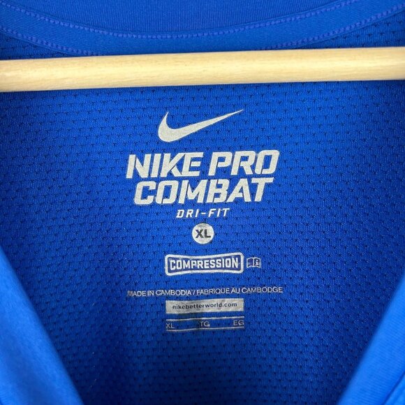Nike Pro Combat Mens Size XL Compression Tank Top Padded Training Blue Workout - Picture 5 of 6